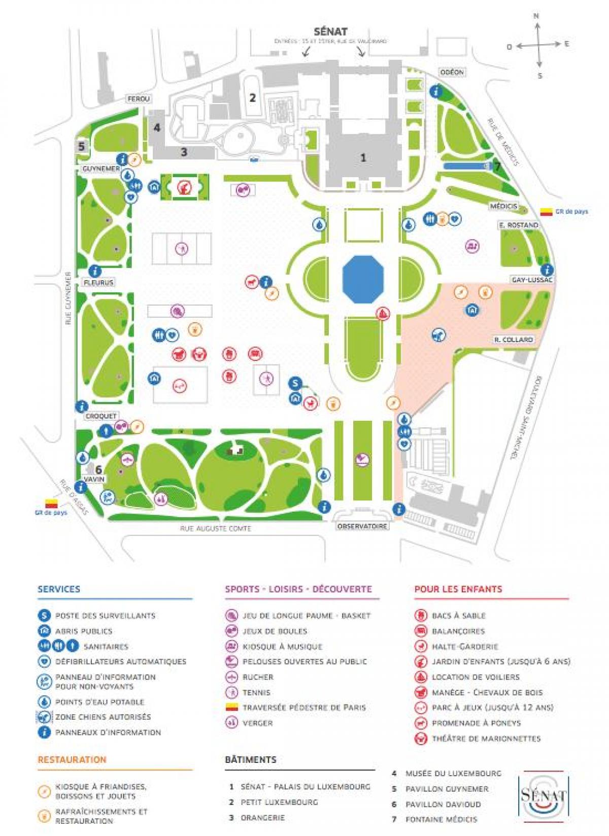 Kort over for Jardin du Luxembourg