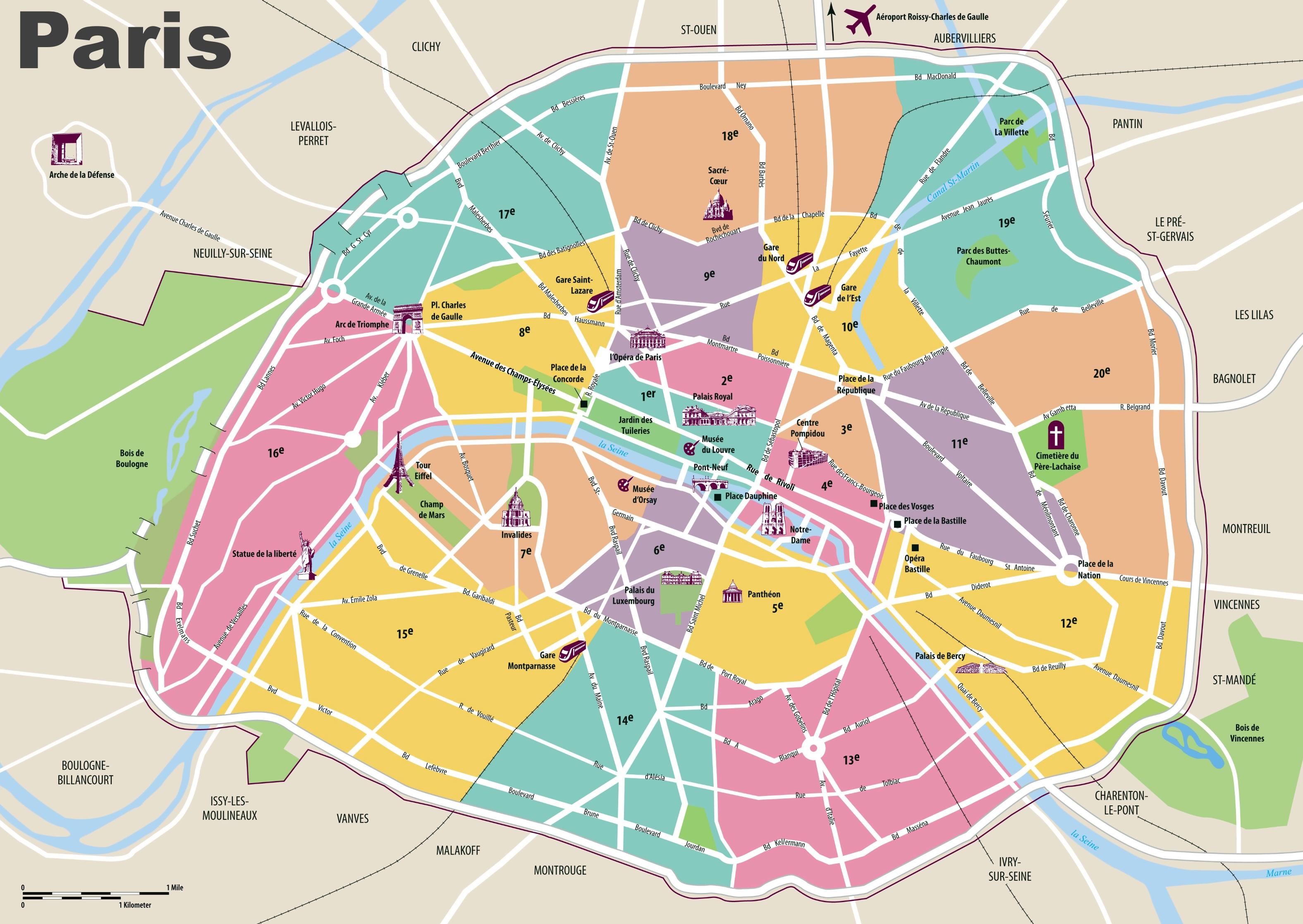 Kort Over Paris SevæRdigheder Seværdigheder fra Paris, kort   Kort over seværdigheder fra Paris  Kort Over Paris SevæRdigheder