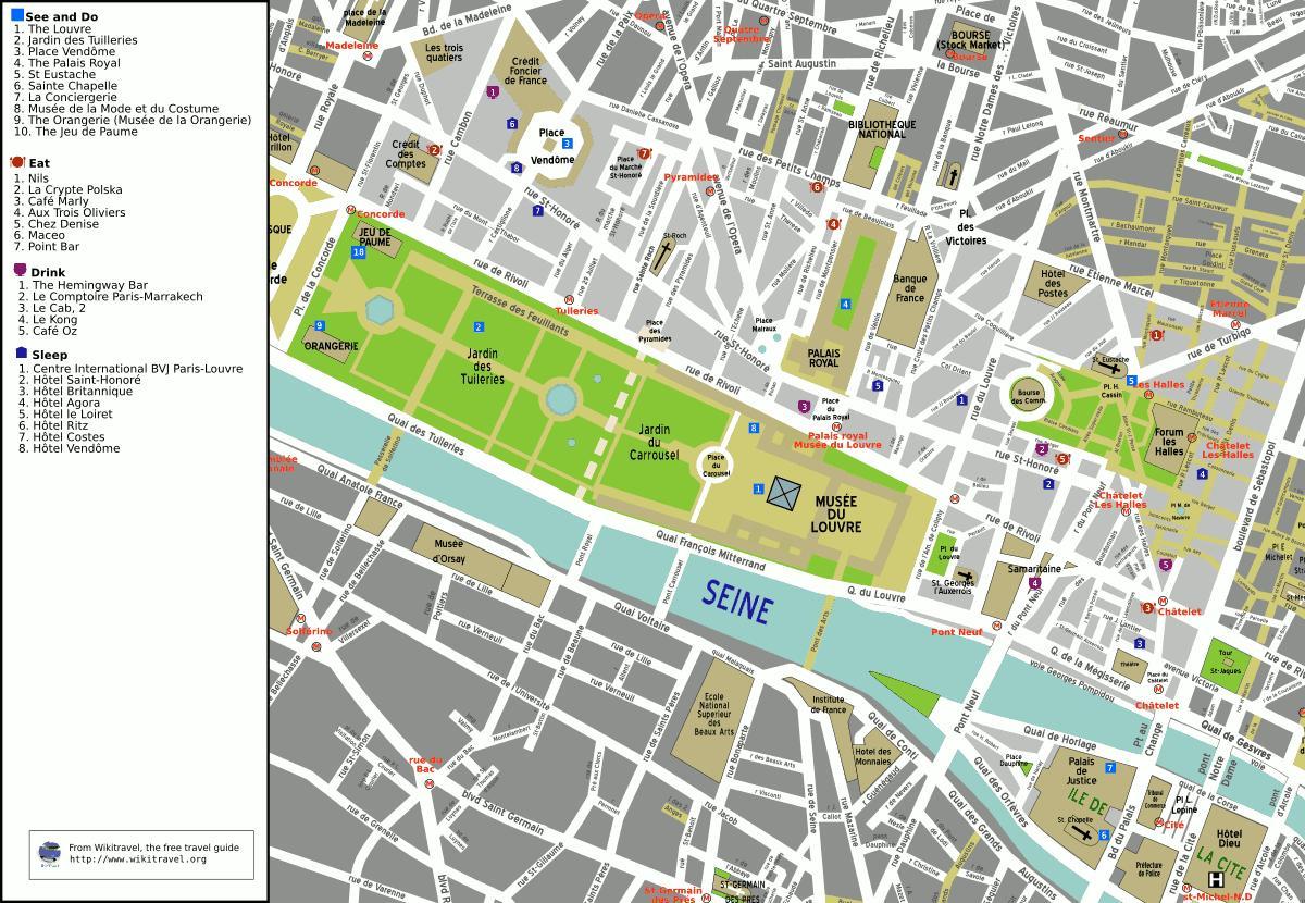 Kort over 1st arrondissement i Paris