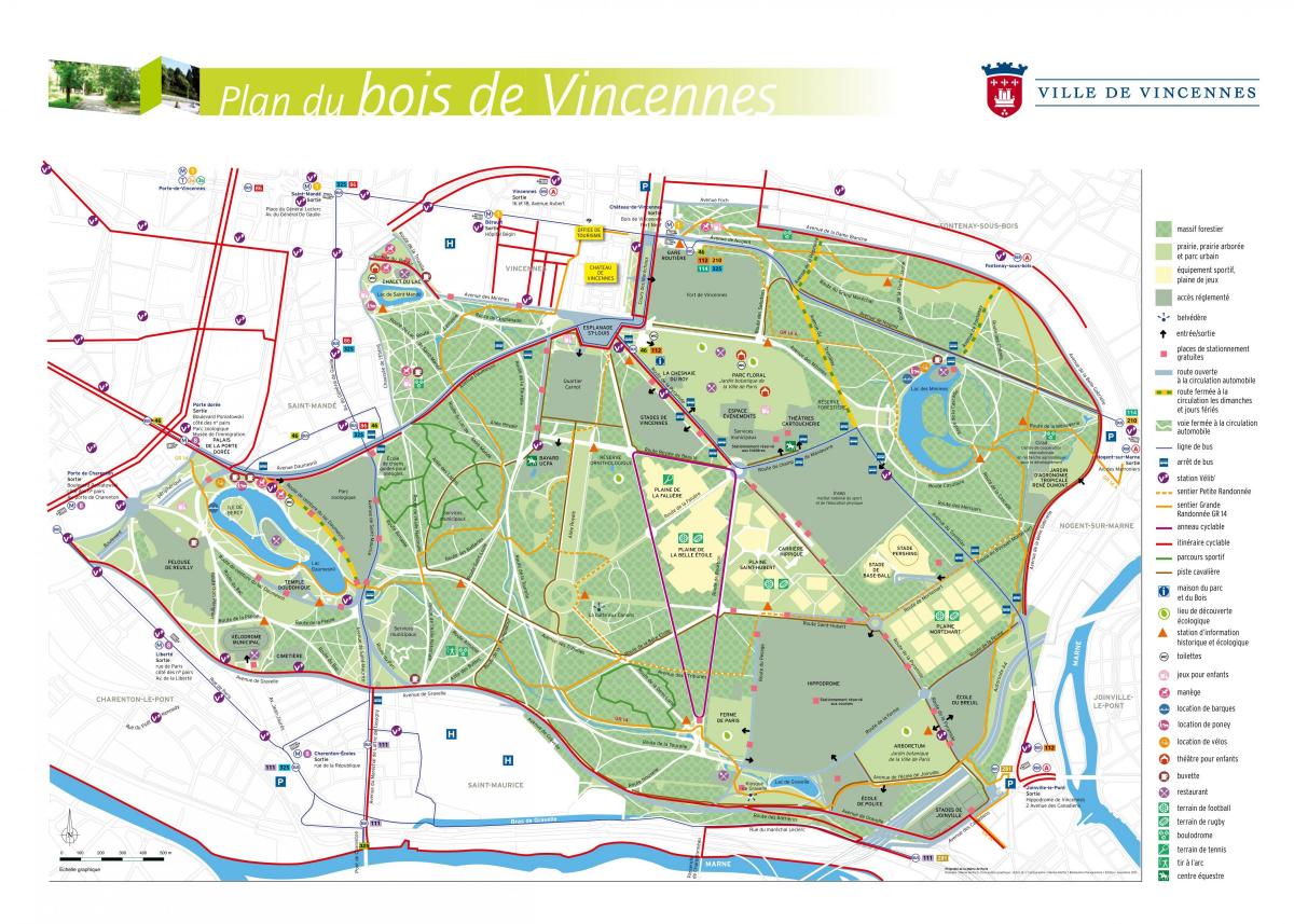 Kort af Bois de Vincennes