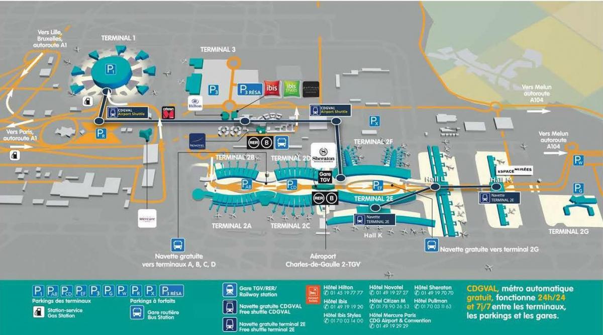 Kortet over CDG airport