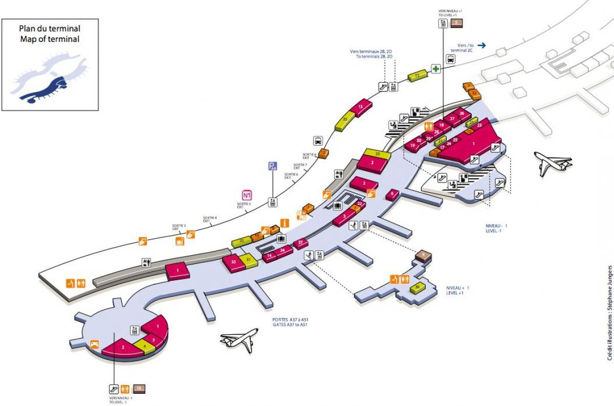 Kortet over CDG airport terminal 2A