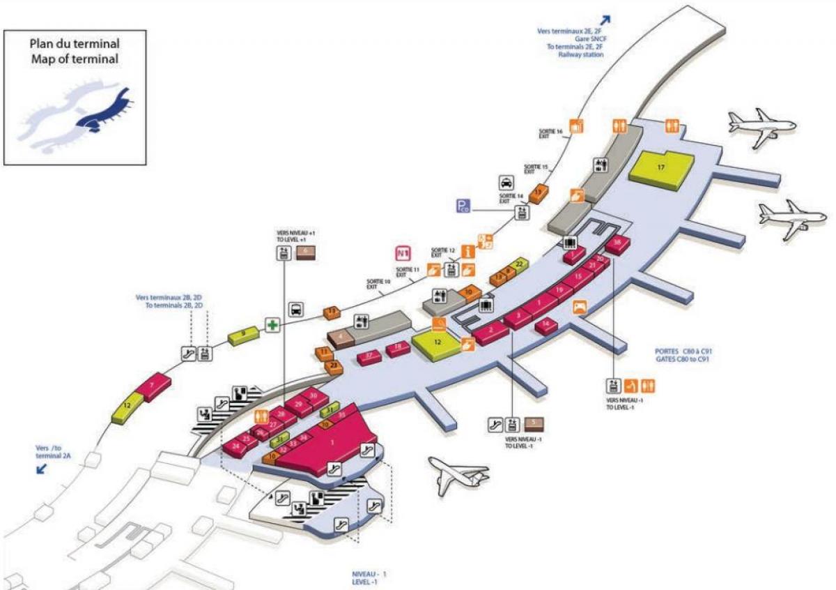 Kortet over CDG airport terminal 2C