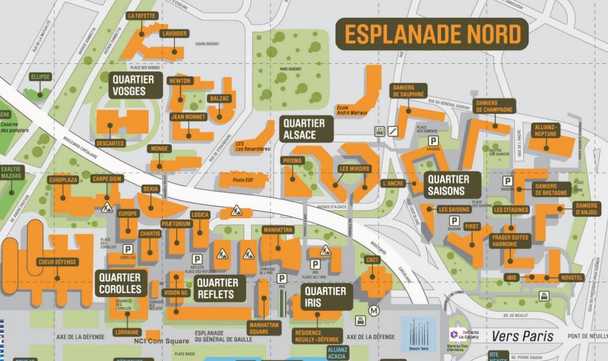 Kort over La Défense Esplanade Nord