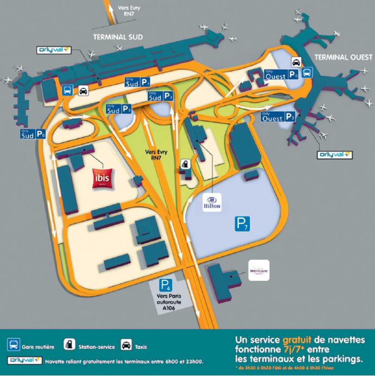 Kort over Orly lufthavn