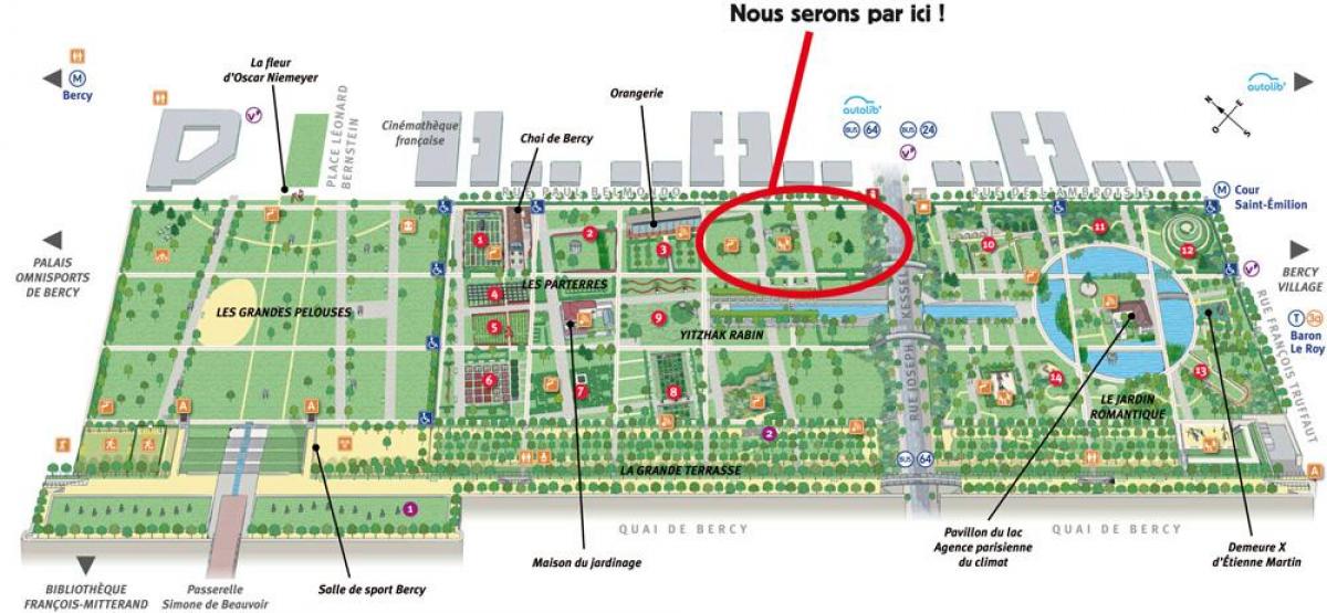 Kort over Parc De Bercy