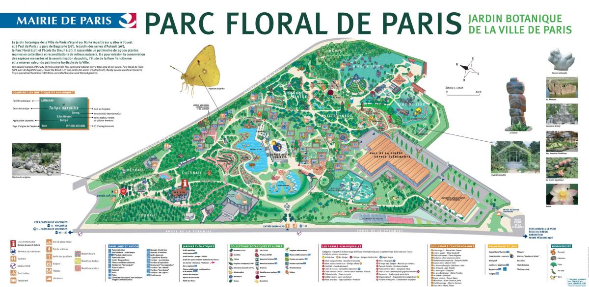 Kort over Parc floral De Paris
