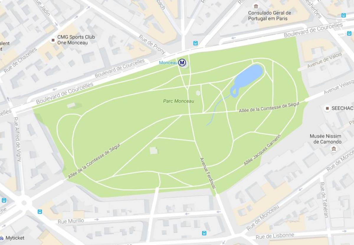 Kort over Parc Monceau