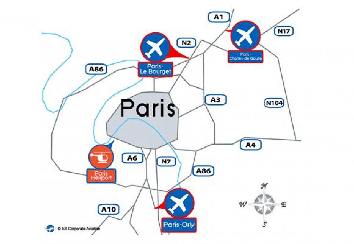 Kort over Paris lufthavn