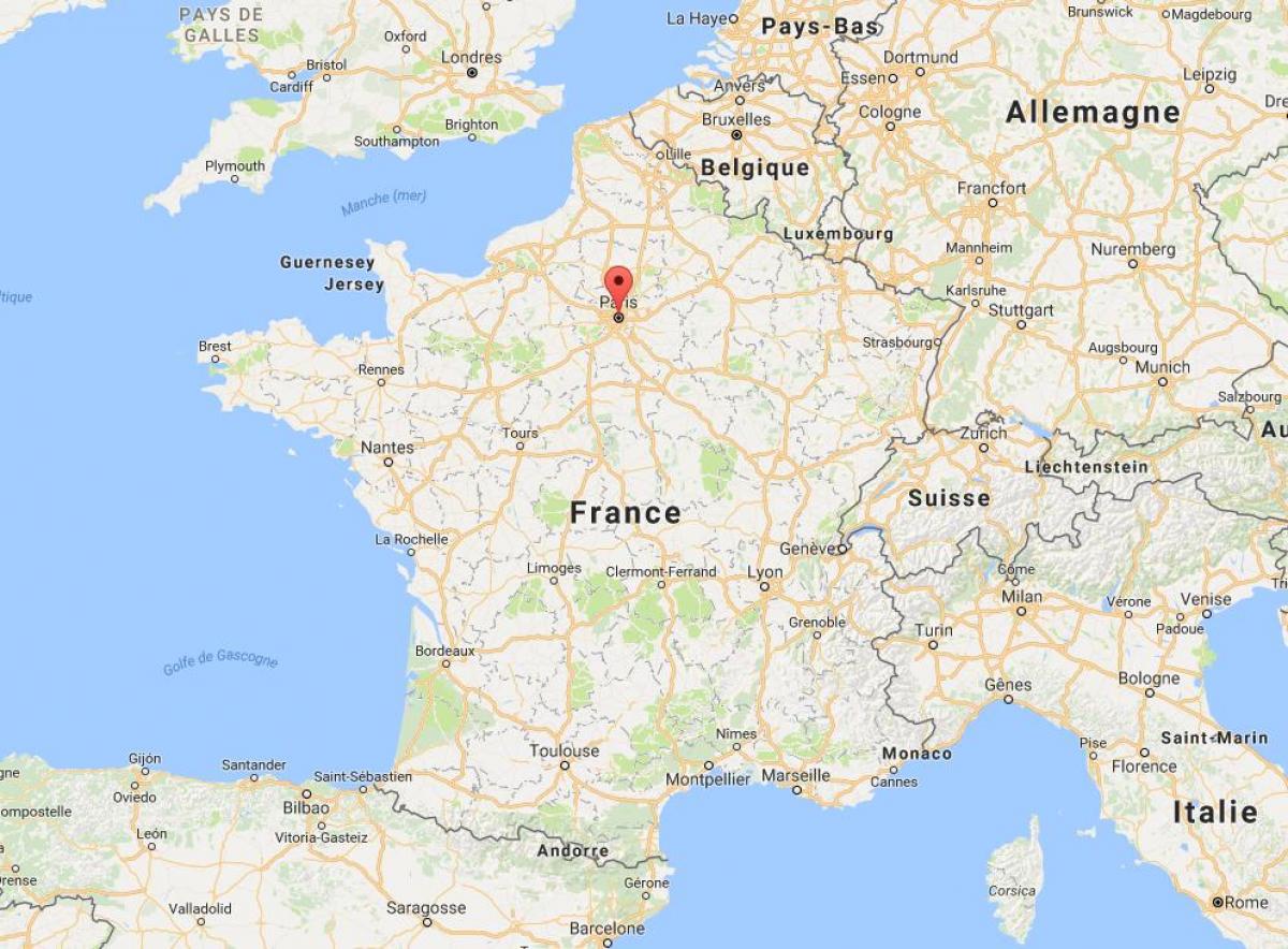 Kort over paris Frankrig kort