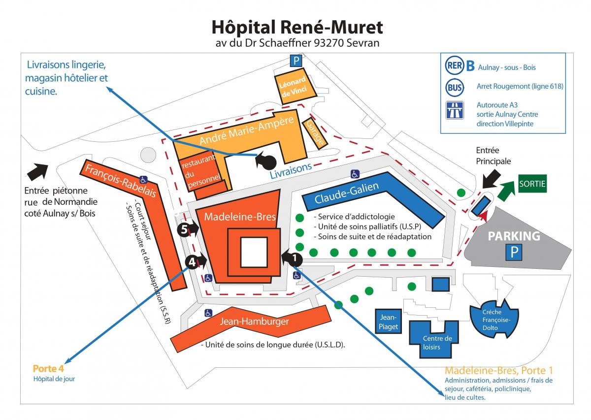 Kort over René-Muret hospital