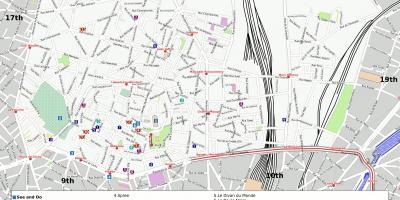 Kort over 18 arrondissement i Paris