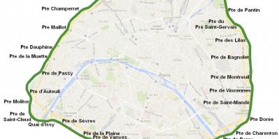 Kort over Byens porte Paris