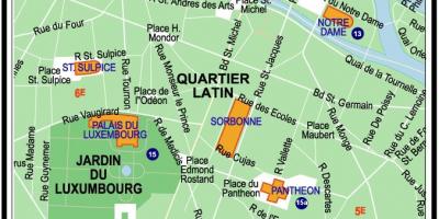 Kort af Det latinerkvarteret i Paris