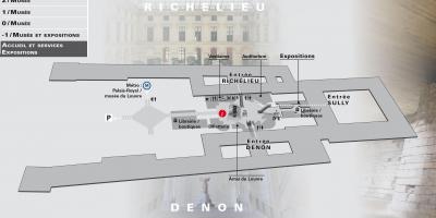 Kort over for Louvre-Museet og Niveau -2