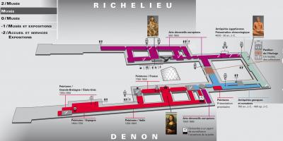 Kort over for Louvre-Museet og Niveau 1