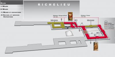 Kort over for Louvre-Museet og Niveau 2