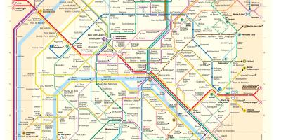 Kort over Paris metro