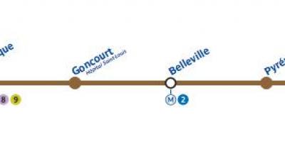 Kort over Paris og metroen (linje 11)